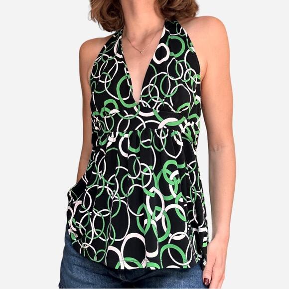 Slinky halter top green black white size large from rampage - Picture 1 of 8